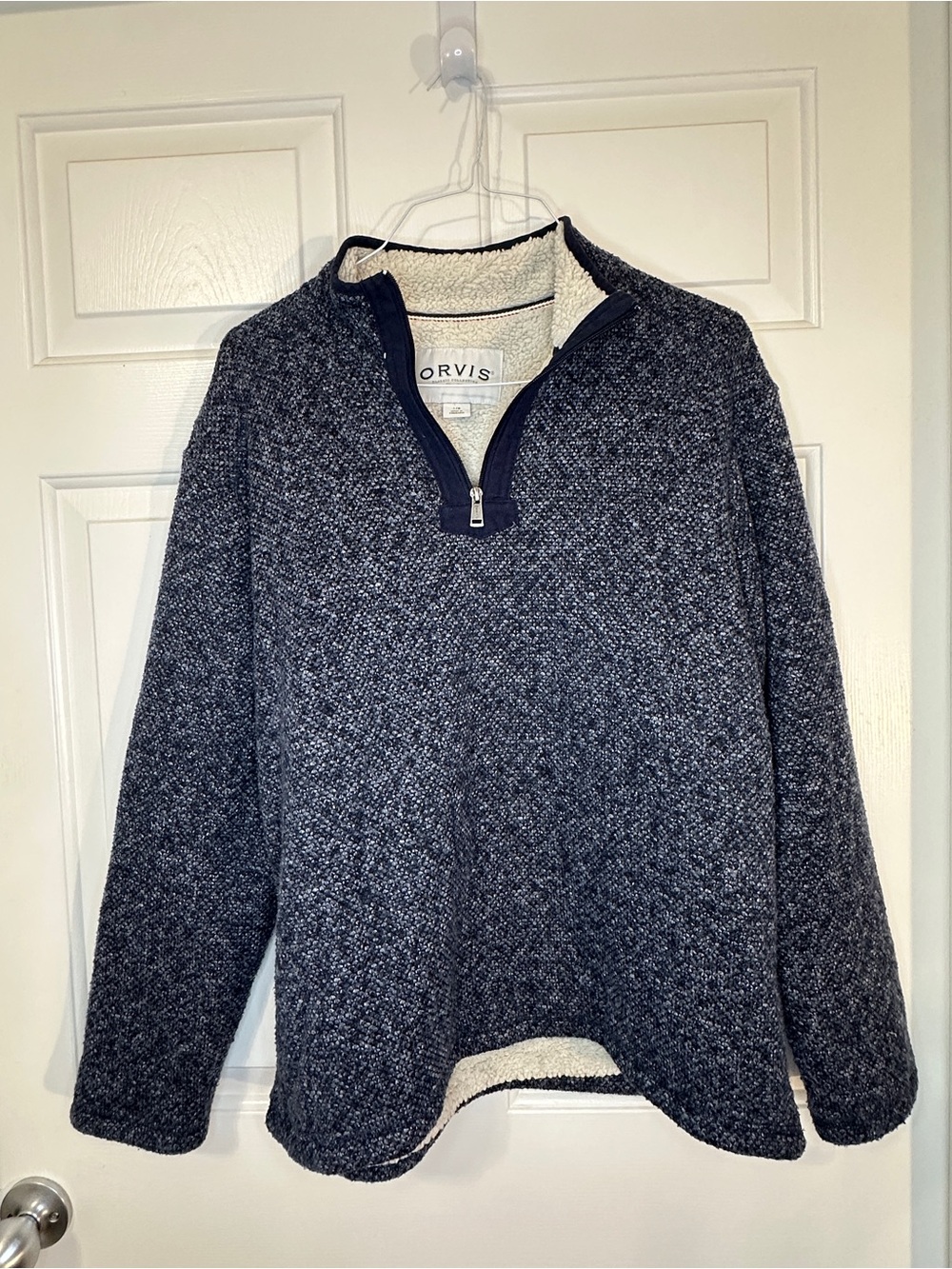 Orvis Men's Navy Heather Sherpa-Lined Half Zip Sweater